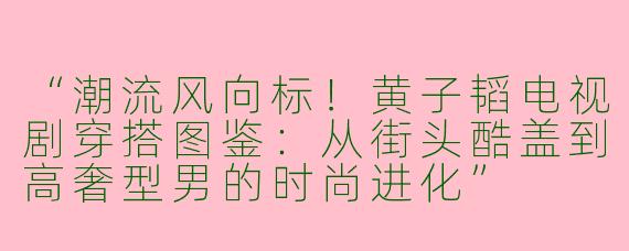 “潮流风向标！黄子韬电视剧穿搭图鉴：从街头酷盖到高奢型男的时尚进化”