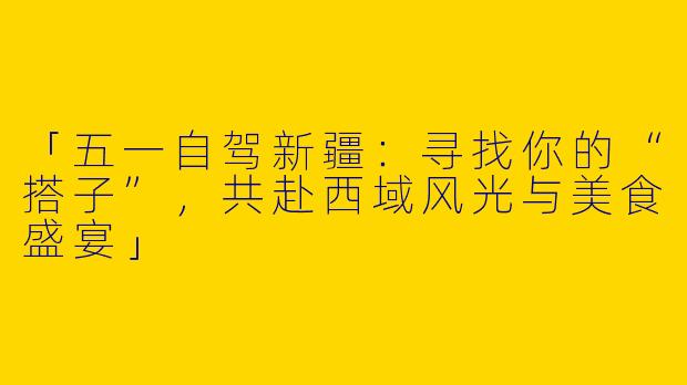 「五一自驾新疆：寻找你的“搭子”，共赴西域风光与美食盛宴」