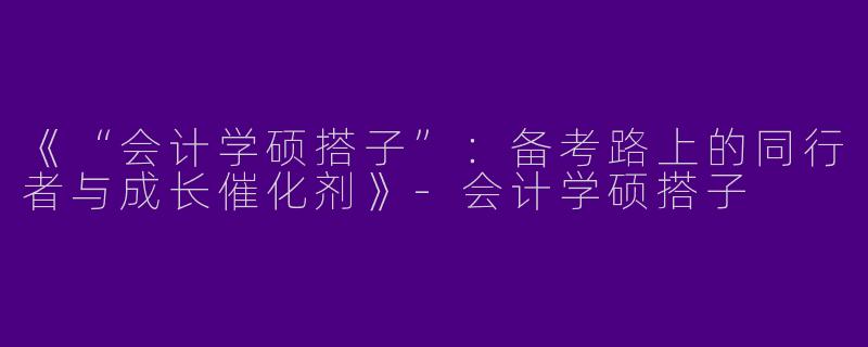 《“会计学硕搭子”：备考路上的同行者与成长催化剂》-会计学硕搭子