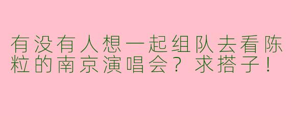 有没有人想一起组队去看陈粒的南京演唱会？求搭子！