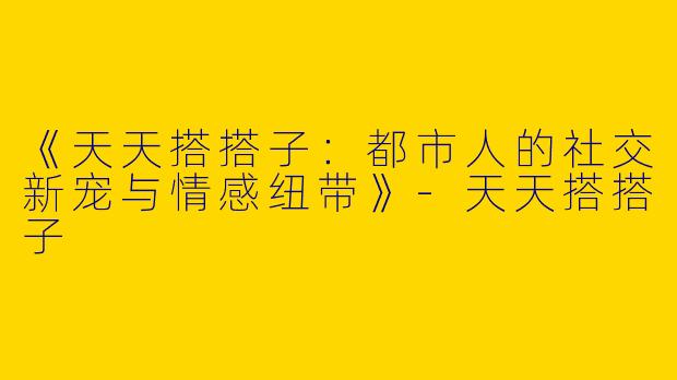 《天天搭搭子：都市人的社交新宠与情感纽带》-天天搭搭子