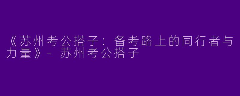 《苏州考公搭子：备考路上的同行者与力量》-苏州考公搭子