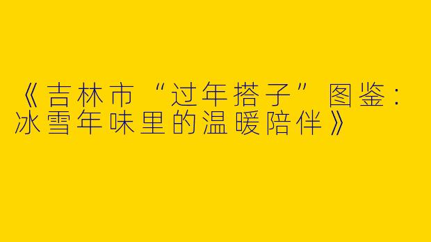 《吉林市“过年搭子”图鉴：冰雪年味里的温暖陪伴》