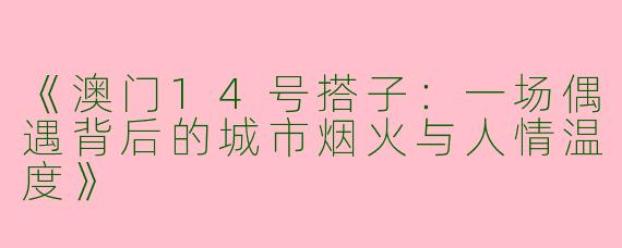 《澳门14号搭子：一场偶遇背后的城市烟火与人情温度》