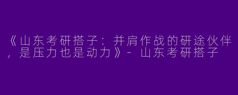 《山东考研搭子：并肩作战的研途伙伴，是压力也是动力》-山东考研搭子