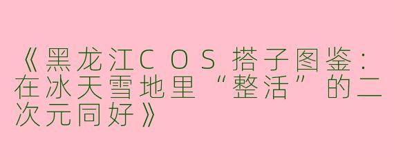《黑龙江COS搭子图鉴：在冰天雪地里“整活”的二次元同好》