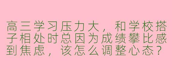 高三学习压力大，和学校搭子相处时总因为成绩攀比感到焦虑，该怎么调整心态？
