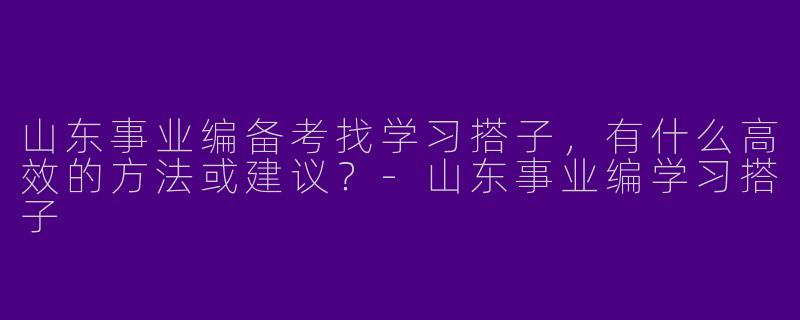 山东事业编备考找学习搭子，有什么高效的方法或建议？-山东事业编学习搭子