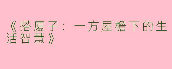 《搭厦子：一方屋檐下的生活智慧》
