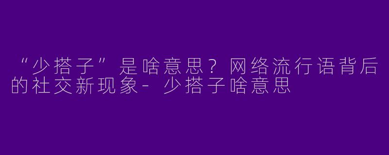 “少搭子”是啥意思？网络流行语背后的社交新现象-少搭子啥意思
