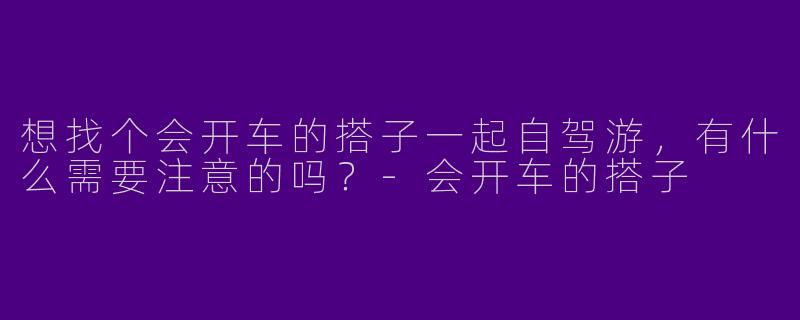 想找个会开车的搭子一起自驾游，有什么需要注意的吗？