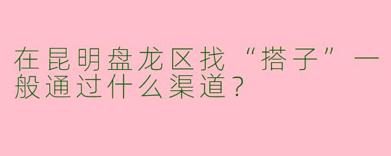在昆明盘龙区找“搭子”一般通过什么渠道？
