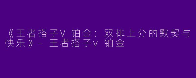 《王者搭子V铂金：双排上分的默契与快乐》-王者搭子v铂金