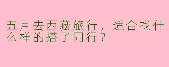 五月去西藏旅行，适合找什么样的搭子同行？