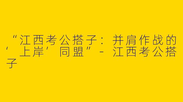 “江西考公搭子：并肩作战的‘上岸’同盟”-江西考公搭子
