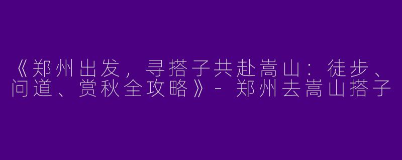 《郑州出发，寻搭子共赴嵩山：徒步、问道、赏秋全攻略》-郑州去嵩山搭子