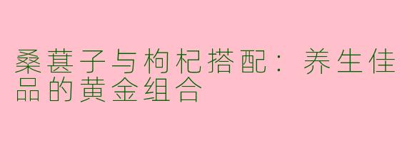 桑葚子与枸杞搭配：养生佳品的黄金组合
