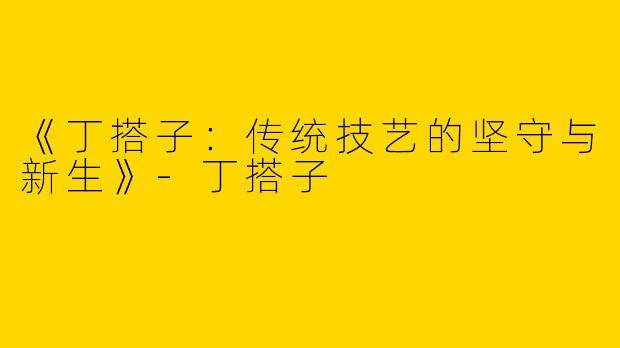 《丁搭子：传统技艺的坚守与新生》-丁搭子