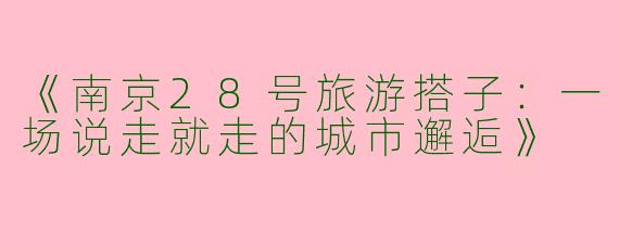 《南京28号旅游搭子：一场说走就走的城市邂逅》