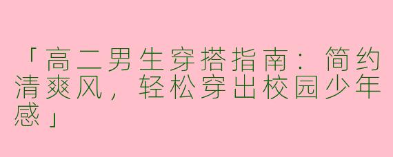 「高二男生穿搭指南：简约清爽风，轻松穿出校园少年感」