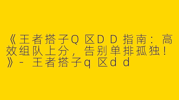 《王者搭子Q区DD指南：高效组队上分，告别单排孤独！》-王者搭子q区dd