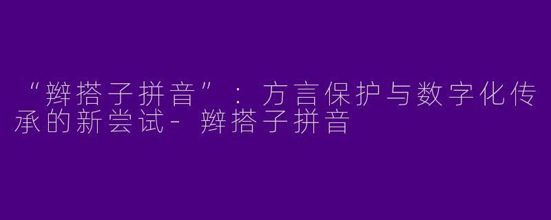 “辫搭子拼音”：方言保护与数字化传承的新尝试-辫搭子拼音