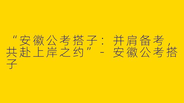 “安徽公考搭子：并肩备考，共赴上岸之约”-安徽公考搭子