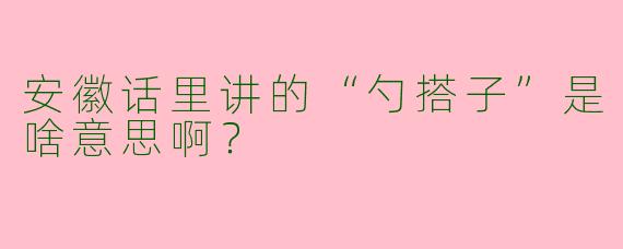 安徽话里讲的“勺搭子”是啥意思啊？