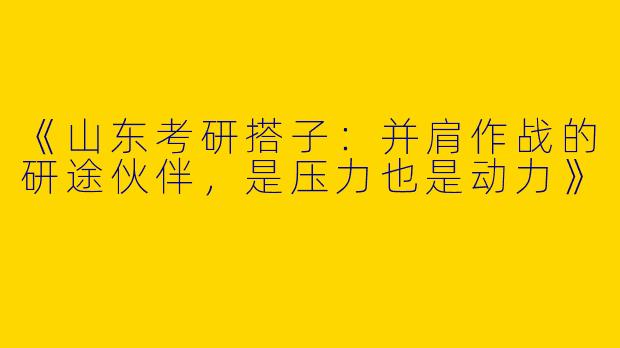 《山东考研搭子：并肩作战的研途伙伴，是压力也是动力》