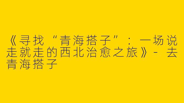《寻找“青海搭子”：一场说走就走的西北治愈之旅》-去青海搭子