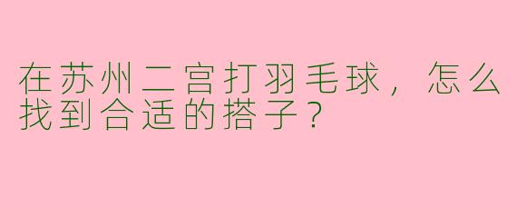 在苏州二宫打羽毛球，怎么找到合适的搭子？