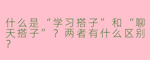 什么是“学习搭子”和“聊天搭子”？两者有什么区别？
