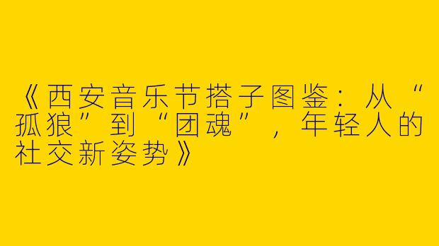 《西安音乐节搭子图鉴：从“孤狼”到“团魂”，年轻人的社交新姿势》