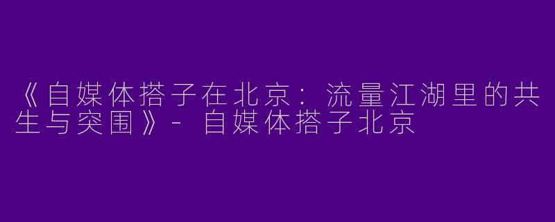 《自媒体搭子在北京：流量江湖里的共生与突围》-自媒体搭子北京
