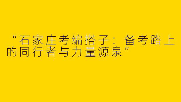 “石家庄考编搭子：备考路上的同行者与力量源泉”