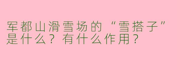 军都山滑雪场的“雪搭子”是什么？有什么作用？
