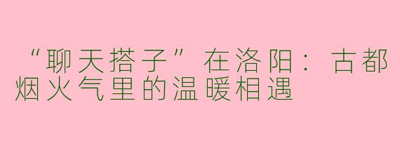 “聊天搭子”在洛阳：古都烟火气里的温暖相遇