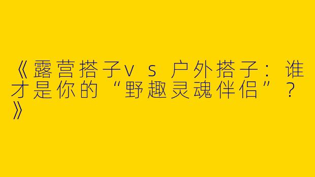 《露营搭子vs户外搭子：谁才是你的“野趣灵魂伴侣”？》