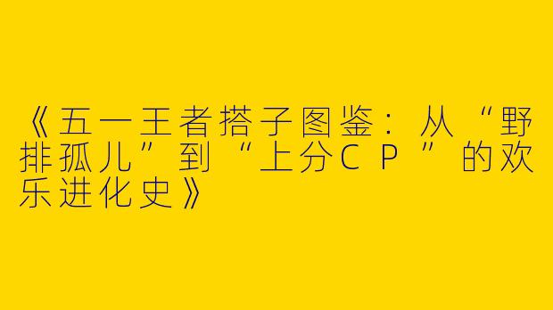 《五一王者搭子图鉴：从“野排孤儿”到“上分CP”的欢乐进化史》