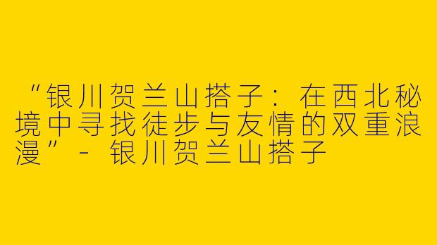 “银川贺兰山搭子：在西北秘境中寻找徒步与友情的双重浪漫”-银川贺兰山搭子