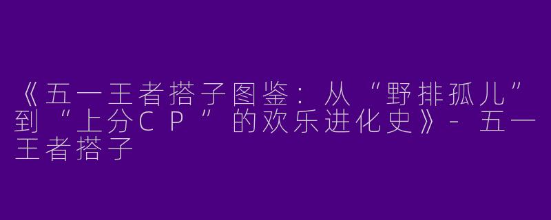 《五一王者搭子图鉴：从“野排孤儿”到“上分CP”的欢乐进化史》