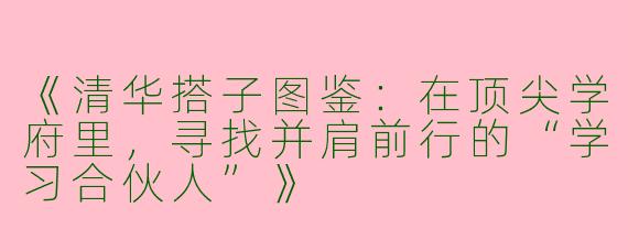 《清华搭子图鉴：在顶尖学府里，寻找并肩前行的“学习合伙人”》