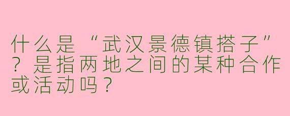 什么是“武汉景德镇搭子”？是指两地之间的某种合作或活动吗？