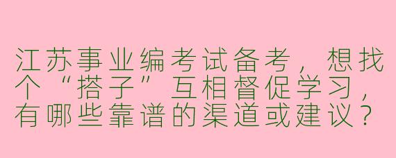 江苏事业编考试备考，想找个“搭子”互相督促学习，有哪些靠谱的渠道或建议？