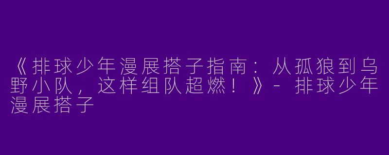 《排球少年漫展搭子指南：从孤狼到乌野小队，这样组队超燃！》-排球少年漫展搭子