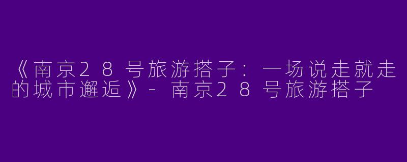 《南京28号旅游搭子：一场说走就走的城市邂逅》-南京28号旅游搭子