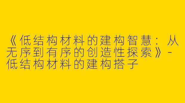 《低结构材料的建构智慧：从无序到有序的创造性探索》-低结构材料的建构搭子