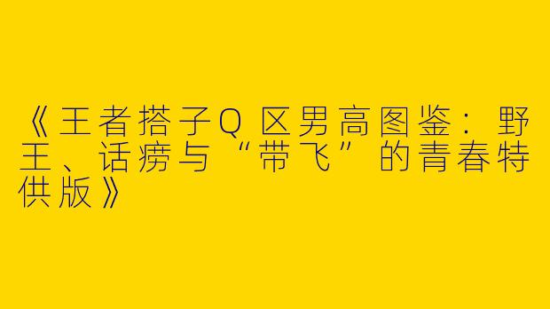 《王者搭子Q区男高图鉴：野王、话痨与“带飞”的青春特供版》