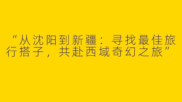 “从沈阳到新疆：寻找最佳旅行搭子，共赴西域奇幻之旅”
