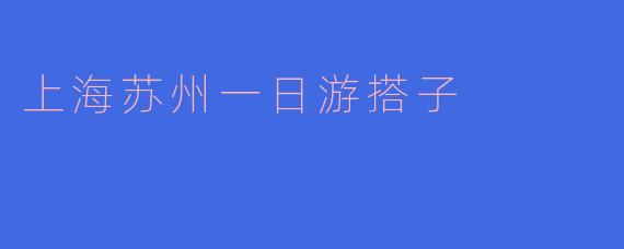 上海苏州一日游搭子